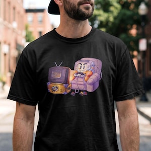 Retro Gaming Neon T-Shirt – 80er 90er Jahre Classic Couch Zocker Vintage 16 Bit 8 Bit Gaming Zocken Design Heavy Cotton
