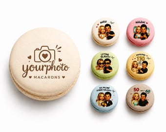 Macarons personalizados con logotipo o foto / Recuerdos de boda personalizados / Macarons para eventos corporativos