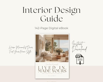 Cuaderno de trabajo de diseño de interiores | Encuentra tu estilo de decoración | Guía de estilismo para el hogar con IA | Descarga digital | Libro electrónico sobre un hogar minimalista y cálido