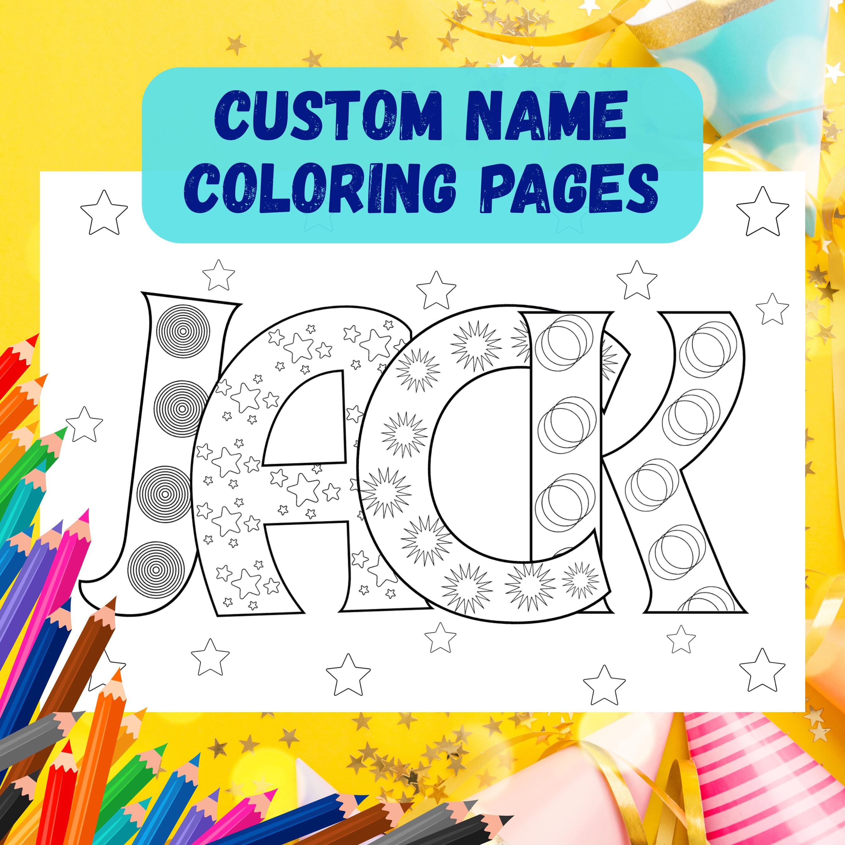 Name Pattern Print Out Custom Name Coloring Pages Printable Personalized Kids Activity ...