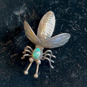 VINTAGE NAVAJO INDIAN Silver Turquoise 3D Lightning Bug