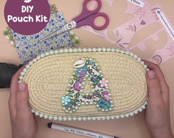 DIY Pouch Decorating Kit for Girls, Kids Craft Party Activity, Birthday Craft Kit, Boho Style Pencil Case, Creative Gift for Girls