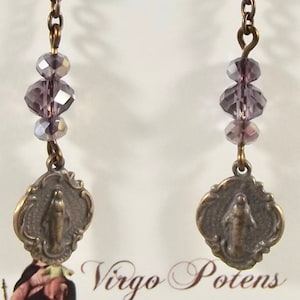Catholic Earrings with Miraculous Medal and Chinese crystals Jewelry
