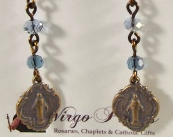 Miraculous Medal Earrings with Chinese Crystals