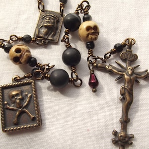 Memento Mori Rosary Skull Rosary with Blood Drop Bead Momento
