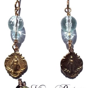 Bright Bronze Miraculous Medal Catholic Earrings Jewelry Blessed Virgin Mother Mary Our Lady Grace