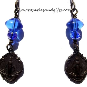 Miraculous Medal Catholic Earrings Jewelry Blessed Virgin Mary Heirloom