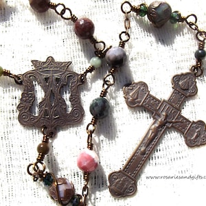 Bronze Stella Maris, Our Lady Lujan, Pompeii and of The Valley Heirloom Wirewrapped Catholic Rosary Wire Wrapped Gift
