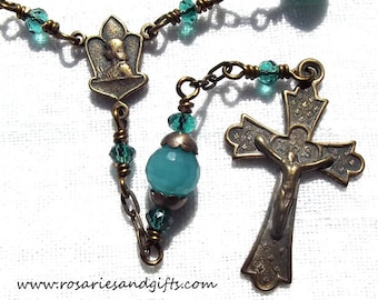 Saint Joan of Arc Pocket Rosary Heirloom Wirewrapped Faux Vintage