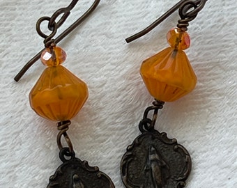 Miraculous Medal Catholic Earrings