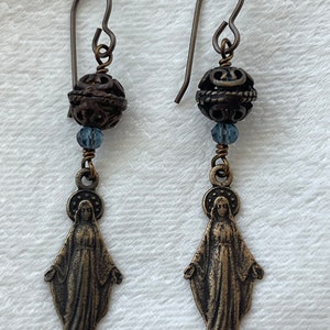 Our Lady Miraculous Medal Catholic Earrings OL Grace