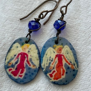 Pysanky Angel Catholic Earrings