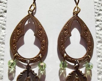 Bronze Miraculous Medal Earrings Catholic Heirloom Wire Wrapped Faux Vintage Antique Christmas Gift