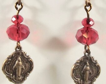 Catholic Miraculous Medal Earrings Jewelry Faux Vintage Jewelry