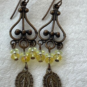 Miraculous Medal Chandelier Catholic Earrings