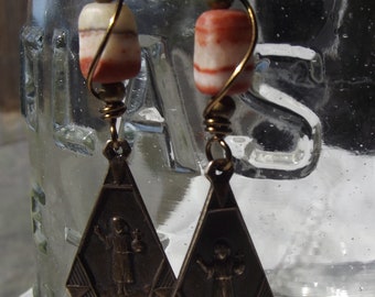 Child Jesus Earrings with Guardian Angel Wire Wrapped.