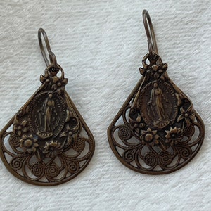 Our Lady Miraculous Medal Catholic Earrings
