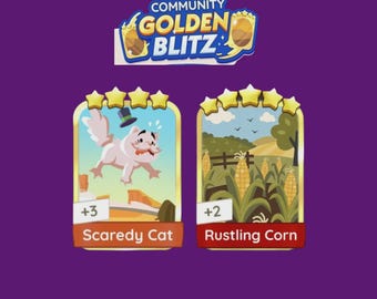 Ritselende Maïs & Angsthaas Gouden Blitz Monopoly_Go Sticker 4 Sterren Sticker