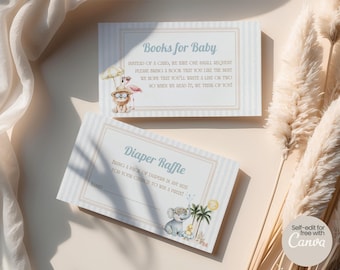 Splish Splash Baby Bash-Einladungseinsätze, Sommer-Stranddusche, Bücher für Baby, Windel-Verlosungskarte, Dankes-Karte bearbeitbare Vorlage SS01