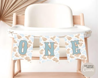 My First Rodeo Highchair Banner Template, Editable Wildest One in the West Decor, Printable 1st Birthday Decorations for High Chair wb1