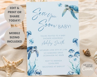 Babyparty-Einladungs-Schildkröte, blaue Babyparty-Einladungs-Schildkröte, unter dem Meerozean-Thema YS01