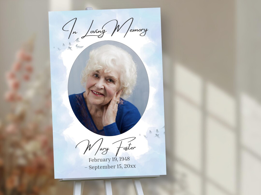 Blue Funeral Sign Template | Editable Funeral Poster Canva | Funeral ...