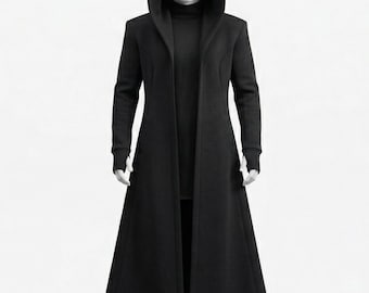 La gabardina Phantom Assassin / Lana Melton de gran peso / Abrigo técnico con capucha Archive / Ropa de abrigo Techwear Assassin-Core / velourbyjannat