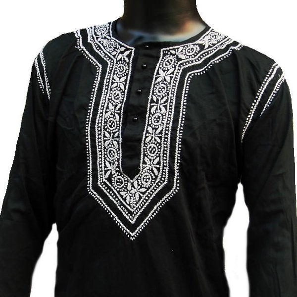 Custom order of Iman Allen for Two Black on Black kurtas customized to fit