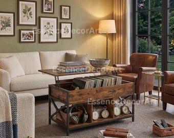 Lift Top Wooden Coffee Table with Storage Shelf | Hidden Compartments and Lifting Top | for Living Room | unique coffee table