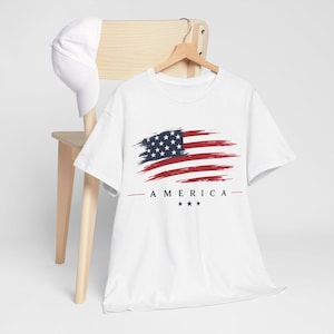 American Flag T-Shirt, Memorial Day , Red White Blue Tee image 5