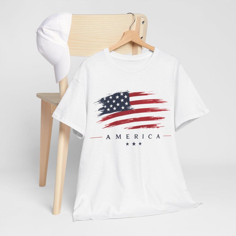 American Flag T-Shirt, Memorial Day , Red White Blue Tee image 5