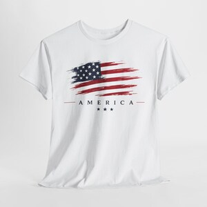 American Flag T-Shirt, Memorial Day , Red White Blue Tee image 2