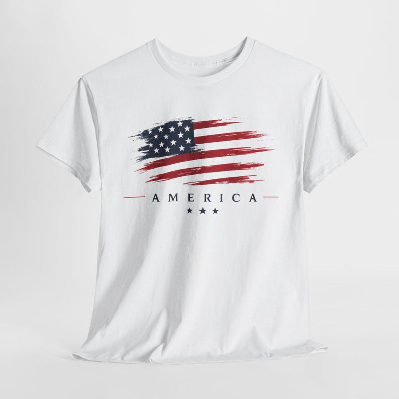 American Flag T-Shirt, Memorial Day , Red White Blue Tee image 2
