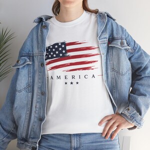 American Flag T-Shirt, Memorial Day , Red White Blue Tee image 3