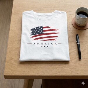 American Flag T-Shirt, Memorial Day , Red White Blue Tee image 4