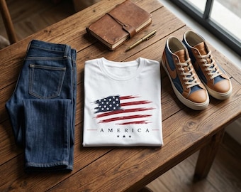 American Flag T-Shirt, Memorial Day , Red White Blue Tee