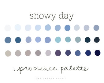 Snowy Day Procreate Color Palette, Procreate Palette, Procreate Christmas Color Swatches, Winter Color Swatches, Snow Ice Procreate Colors