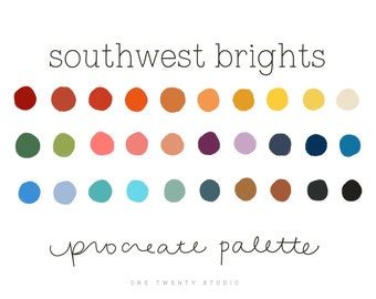 Southwest Brights Procreate Color Palette, Procreate Palette, Procreate Digital Color Palette Swatches, Procreate Digital Drawing Colors