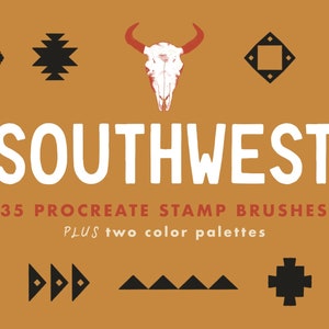 Procreate Brush Stamps, 35 Southwest Boho Procreate Brushes, Procreate Stamps, Southwestern Procreate Color Palettes, Procreate Boho Palette