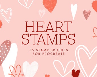 Procreate Herz Stempel, 35 Procreate Pinsel, Herzen Procreate Stempel Pinsel, Herz Pinsel, Valentine Brushes, Procreate Valentines, Herzen