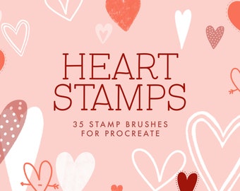 Procreate Heart Stamps, 35 Procreate Brushes, Hearts Procreate Stamp Brushes, Heart Brushes, Valentine Brushes, Procreate Valentines, Hearts