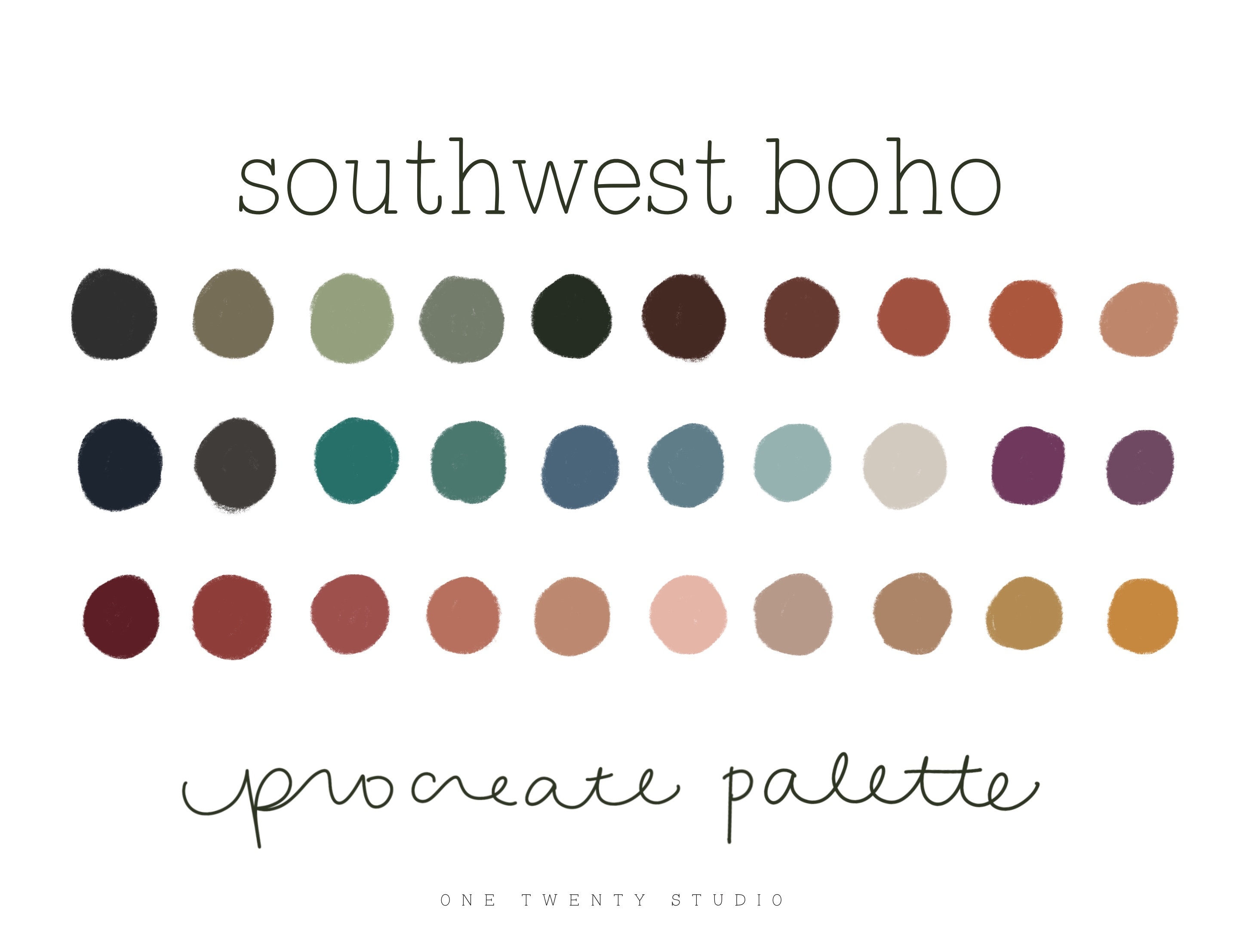 Southwest Boho Procreate Color Palette Procreate Palette