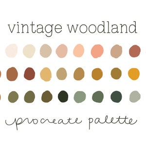 Vintage Woodland Procreate Color Palette, Procreate Palette, Procreate Digital Color Palette Swatches, Procreate Tools Instant Download
