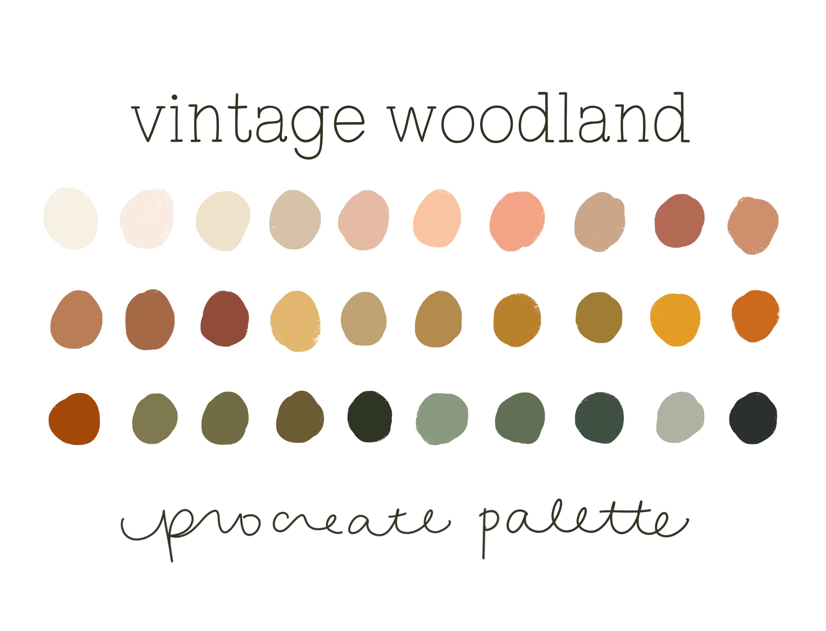 Vintage Woodland Procreate Color Palette Procreate Palette