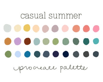 Casual Summer Color Palette for Procreate, iPad Color Palette for Procreate App, Procreate Tools, iPad Pro Color Swatches, Instant Download