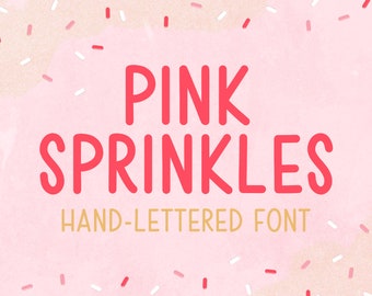 Pink Sprinkles Font, Modern Handwritten Font, Girly Hand-Lettered Font, Modern Font, Cute Font, Hand Lettering Font, Skinny Procreate Font