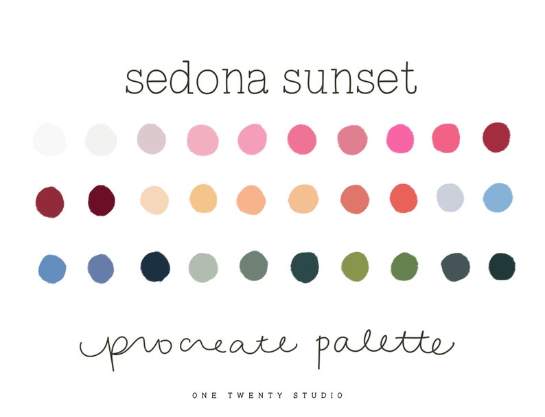 Sedona Sunset Procreate Color Palette, Procreate Palette, Procreate Southwest Color Swatches, Girly Boho Color Palette, Procreate Colors image 1