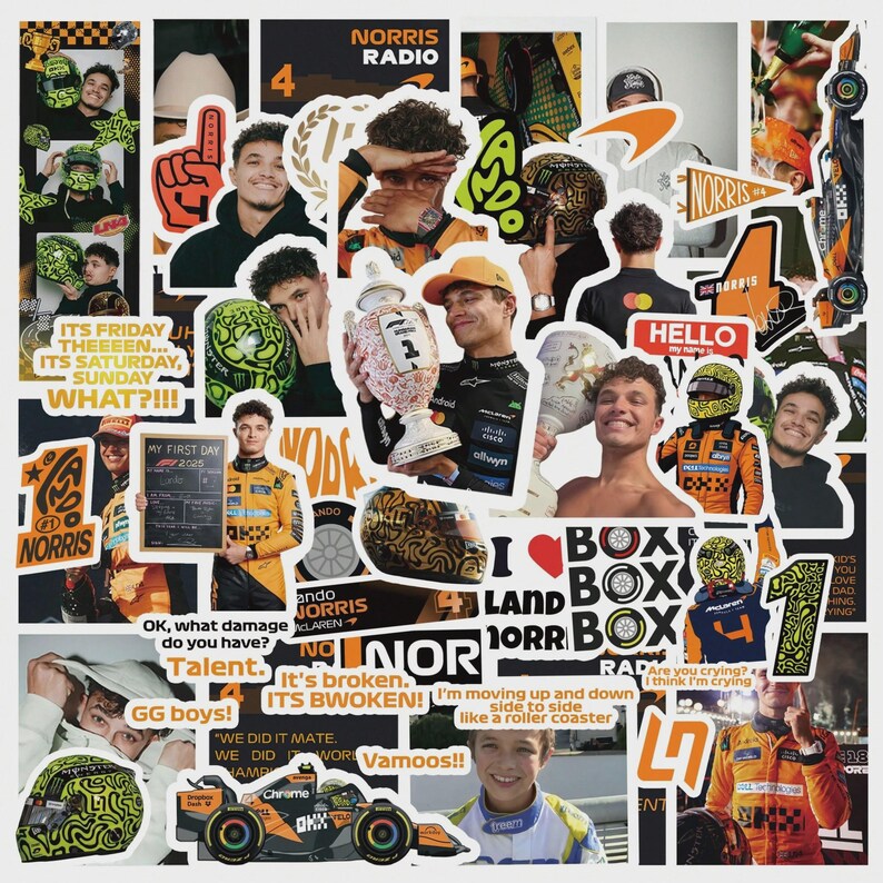 50pcs Lando Norris F1 Sticker Pack | Papaya Racing Decals | Formula 1 ...