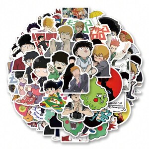 50 Pcs Anime Sticker Pack | Psychic Boy  Ghost Decals | Waterproof Laptop & Water Bottle Stickers | Japanese Manga Scrapbooking Otaku Gift