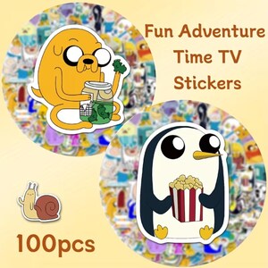 100pcs Adventure Time Finn Jake Stickers, Nostalgic Cartoon Decals, Laptop Water Bottle Scrapbook Set